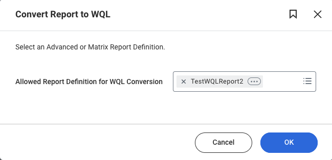 Select created custom report