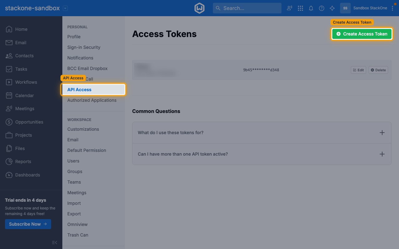 The Access Tokens page with API Access and Create Access Token highlighted