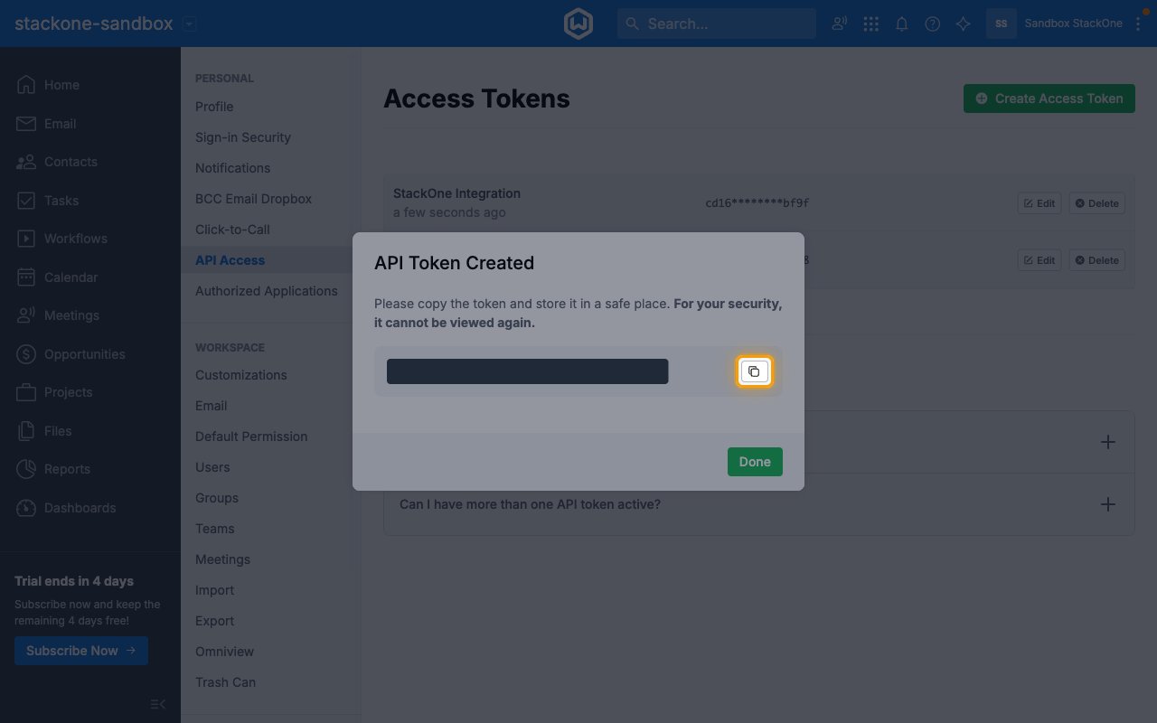 The API Token Created dialog with the token hidden and the copy button highlighted