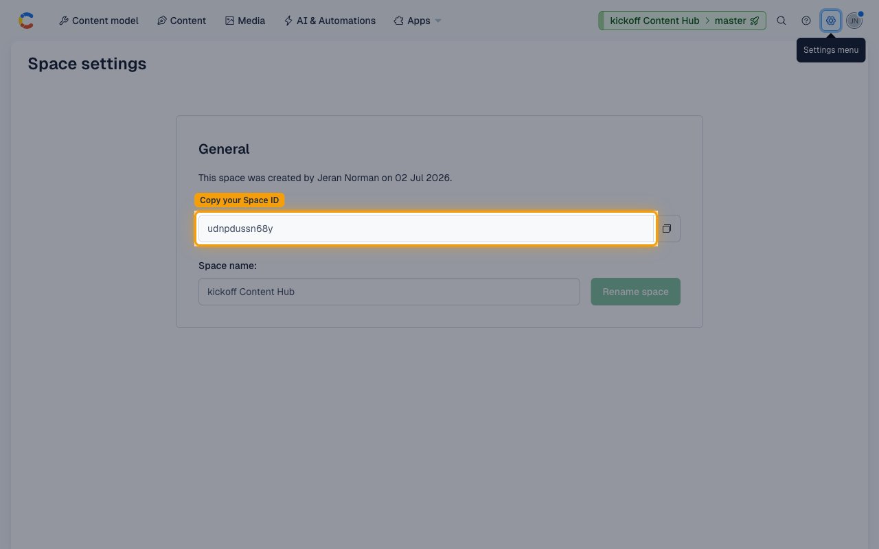 Space settings General page with Space ID field highlighted