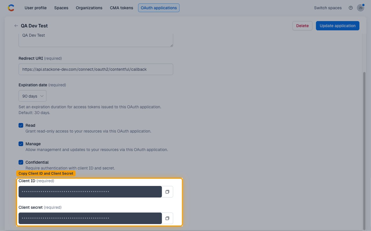 Application details page showing Client ID and Client Secret fields highlighted (values redacted)