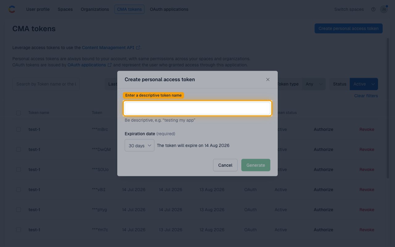 Create personal access token dialog with Token name field highlighted