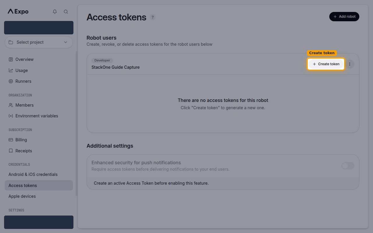 The robot user row with the Create token button highlighted