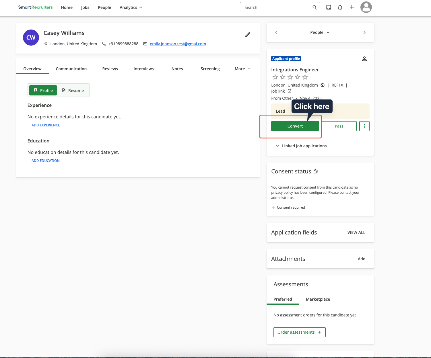 Select Candidate for Stage