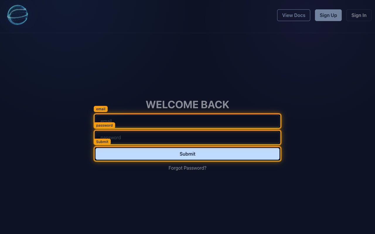 The BALLDONTLIE WELCOME BACK screen with the email and password fields and the Submit button highlighted.