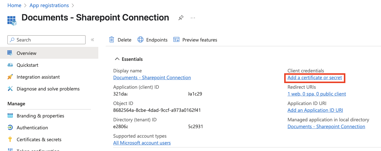 Ms Entra App Click Client Secret Pn