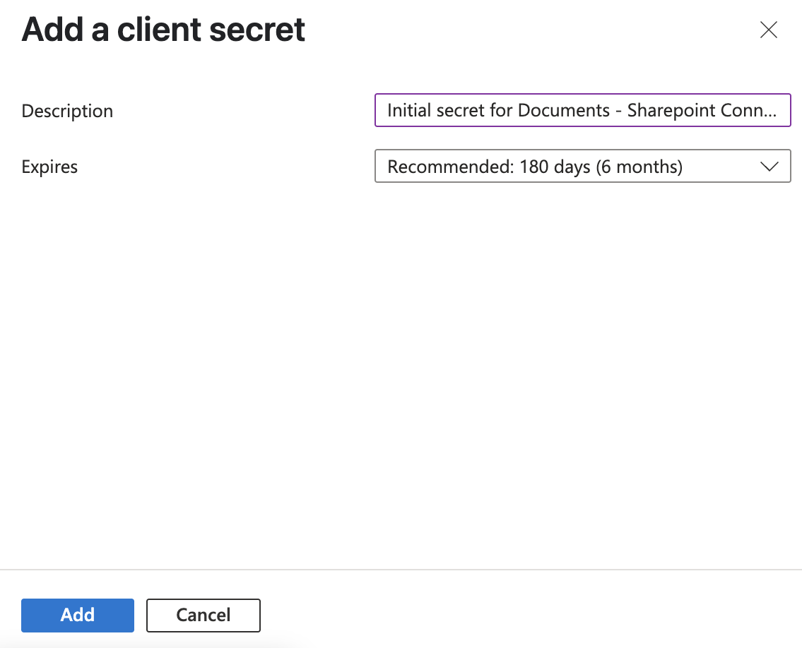 Ms Entra New Client Secret Details Sharepoint Pn
