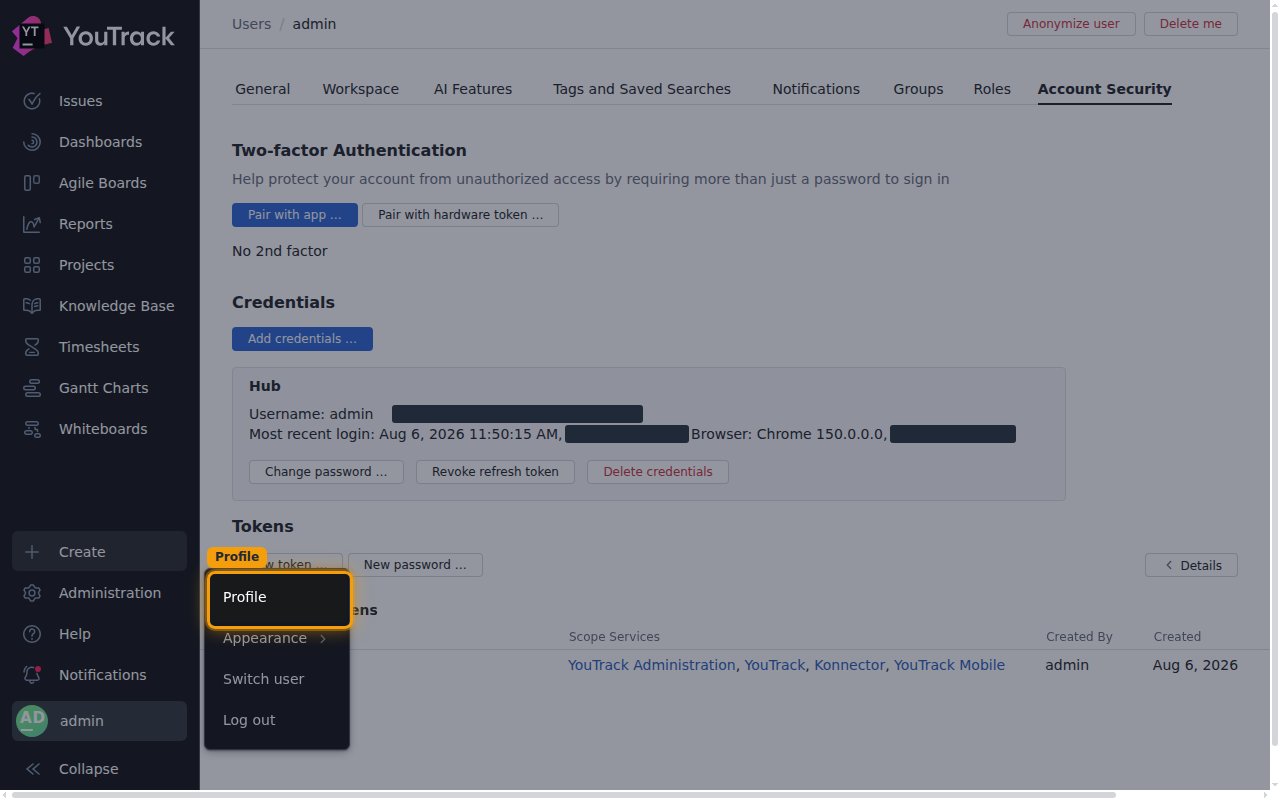 The user avatar menu open in the sidebar with the Profile option highlighted.