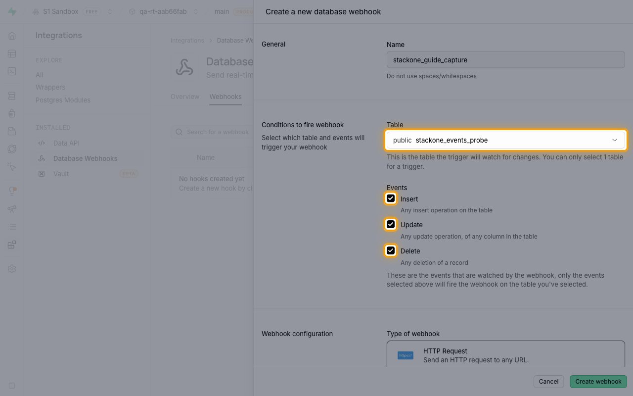 Table selected and the Insert, Update and Delete event checkboxes ticked