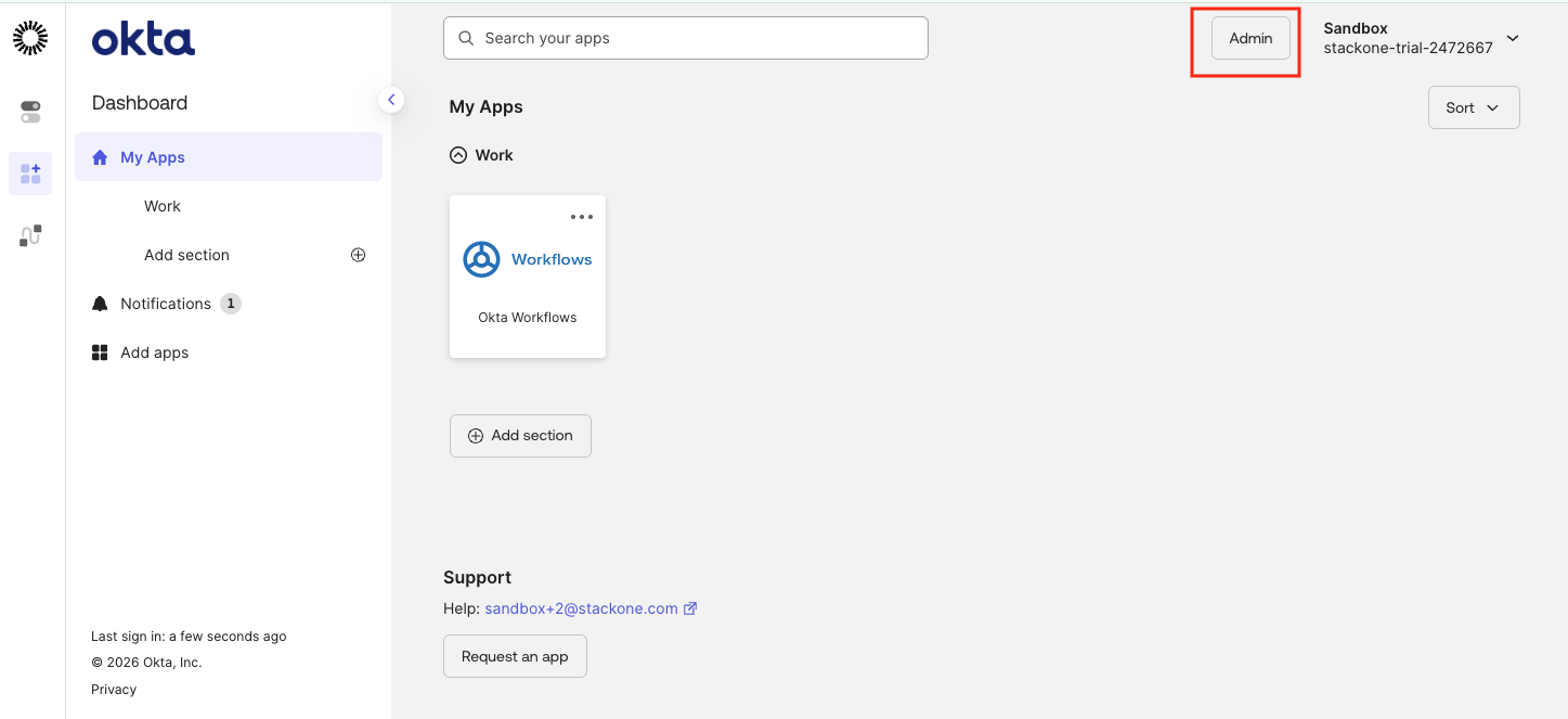 Okta go to admin console