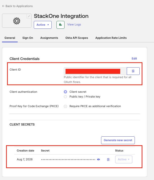 Okta copy credentials