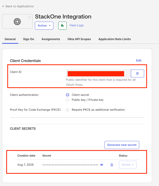 Okta copy credentials