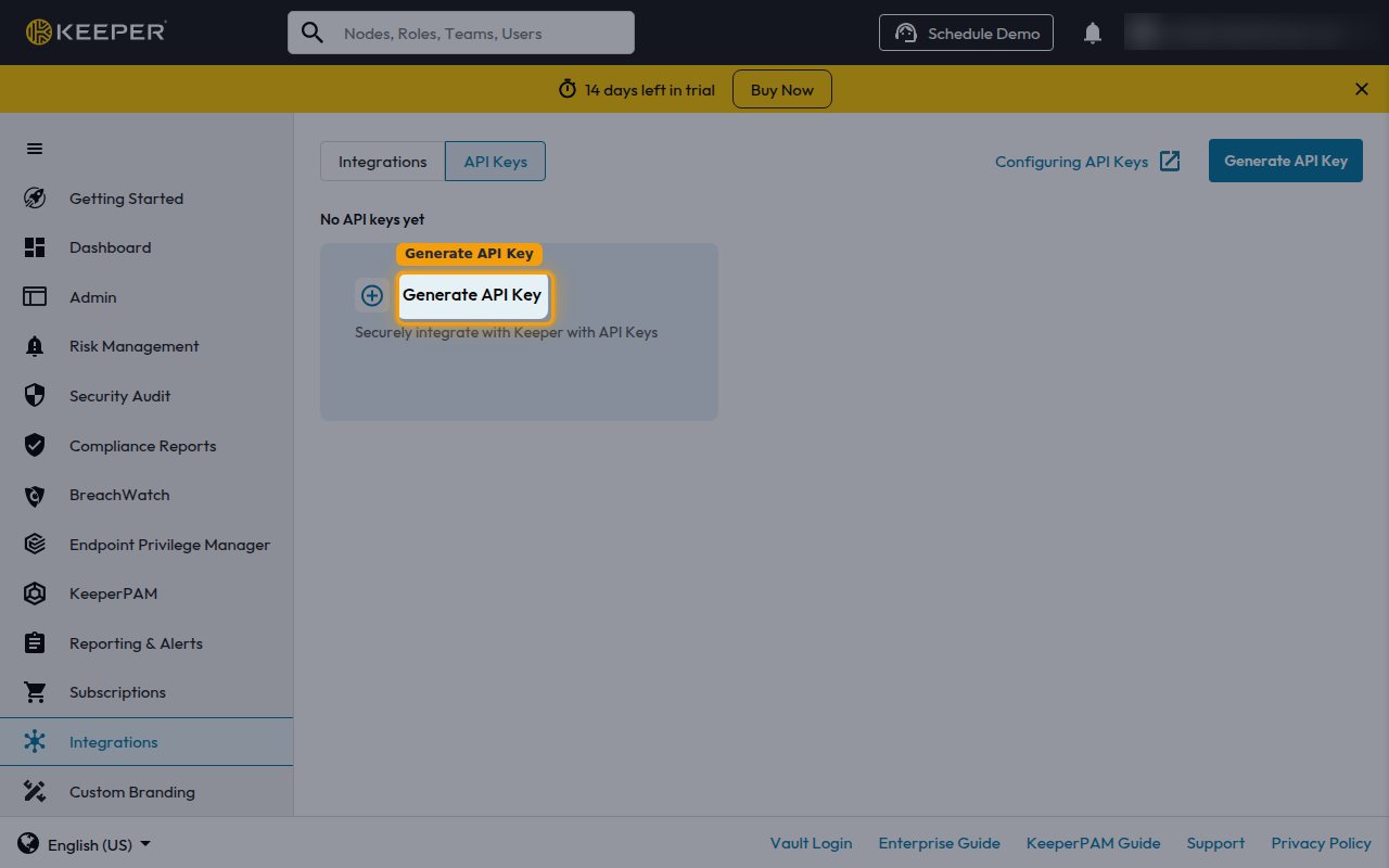 The API Keys tab with the Generate API Key button highlighted