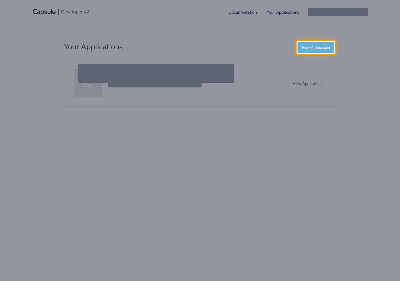 The Your Applications page with the New Application button highlighted