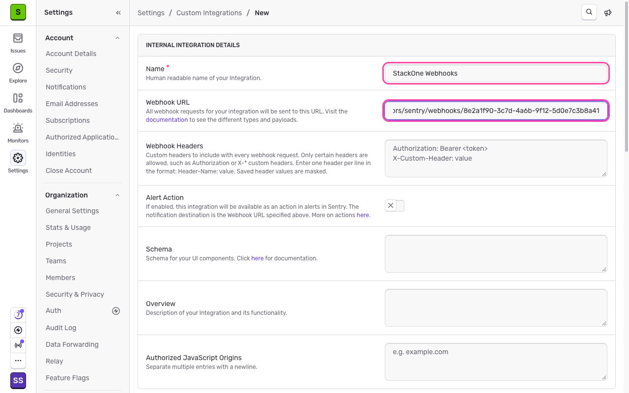 The Internal Integration Details form with the Name and Webhook URL fields highlighted