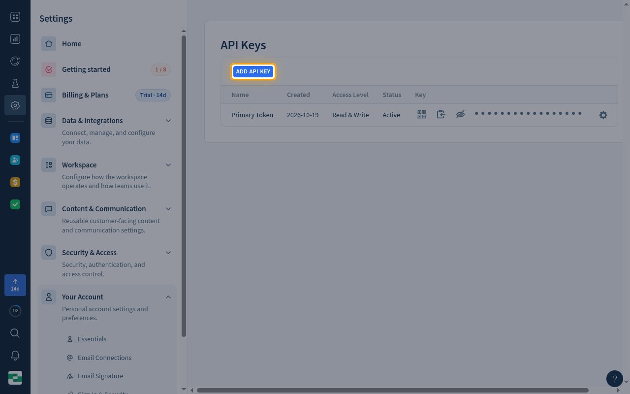 The API Keys page with the Add API Key button highlighted