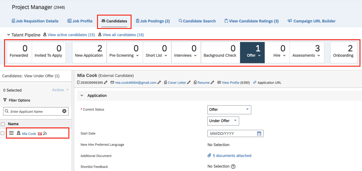 Job requisition talent pipeline