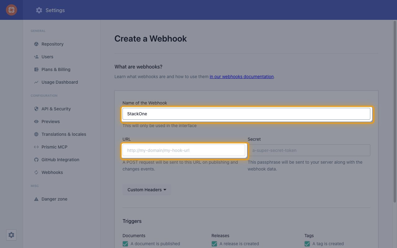 Create a Webhook form with the Name of the Webhook and URL fields highlighted