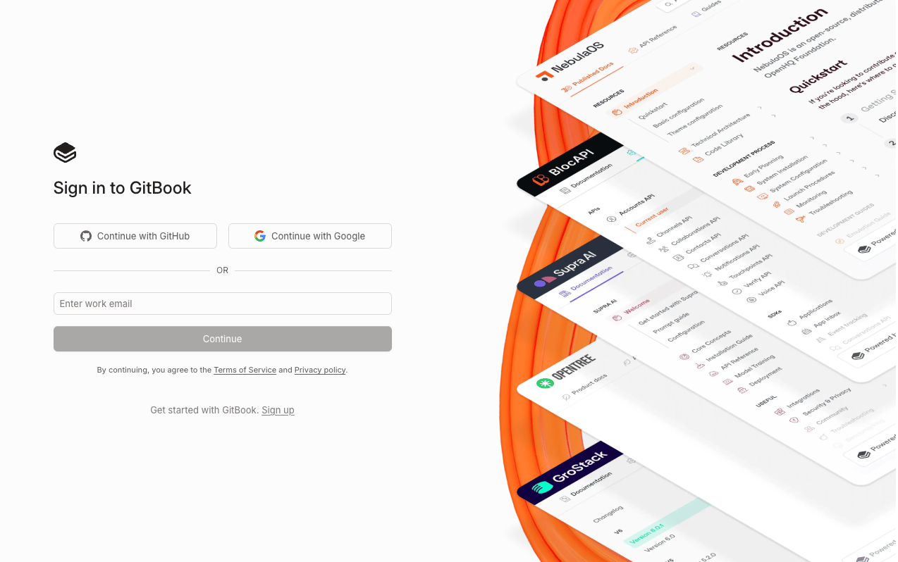 GitBook sign-in page