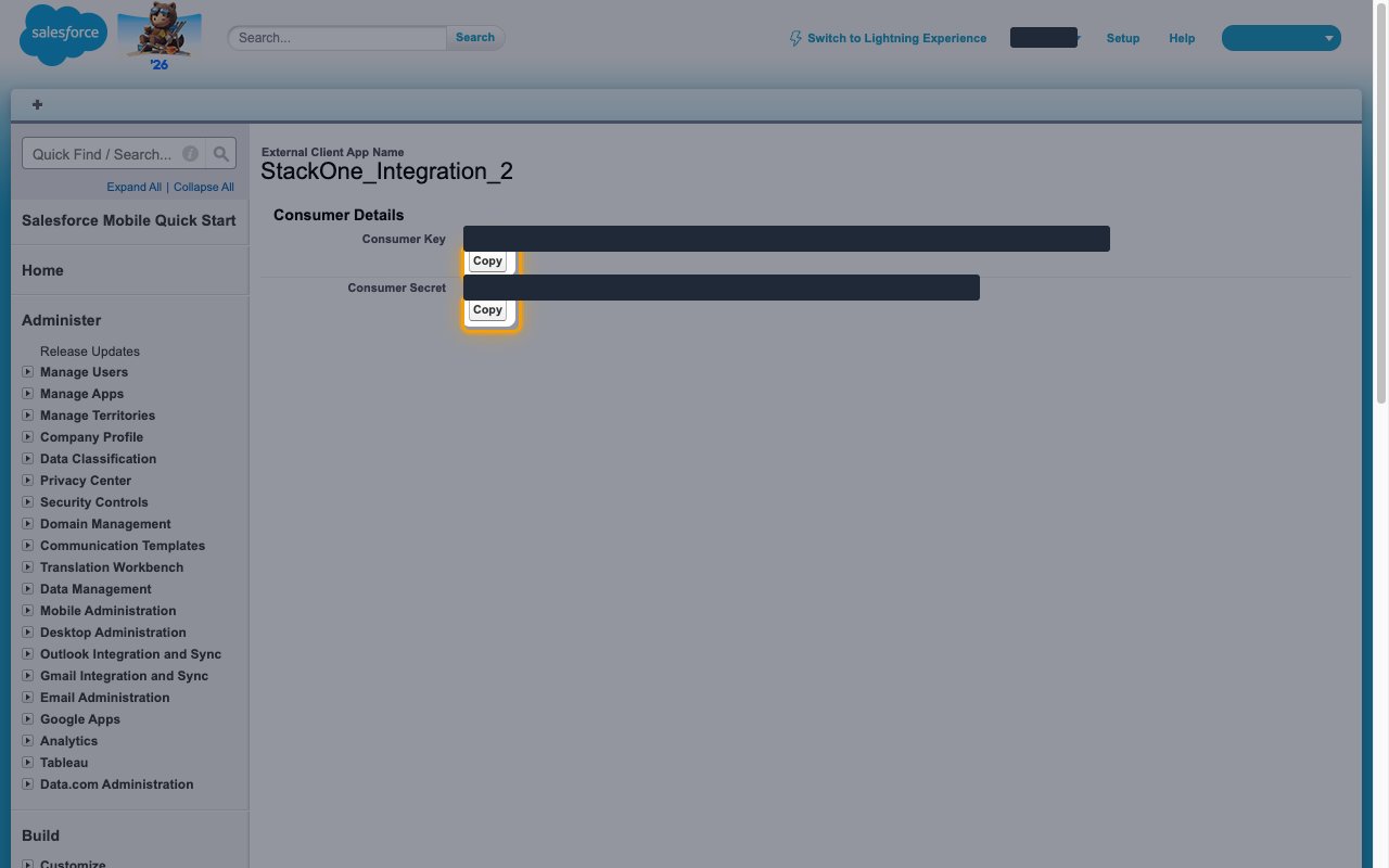 The Consumer Details page with the Copy buttons beside Consumer Key and Consumer Secret highlighted