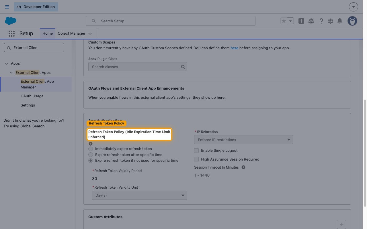 The OAuth Policies section with the Refresh Token Policy options highlighted