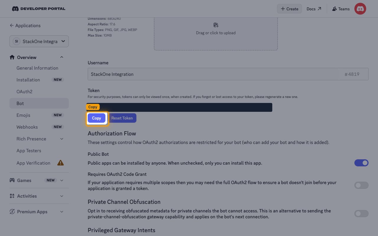 The Token section after the token is generated, with the value masked and the Copy button highlighted