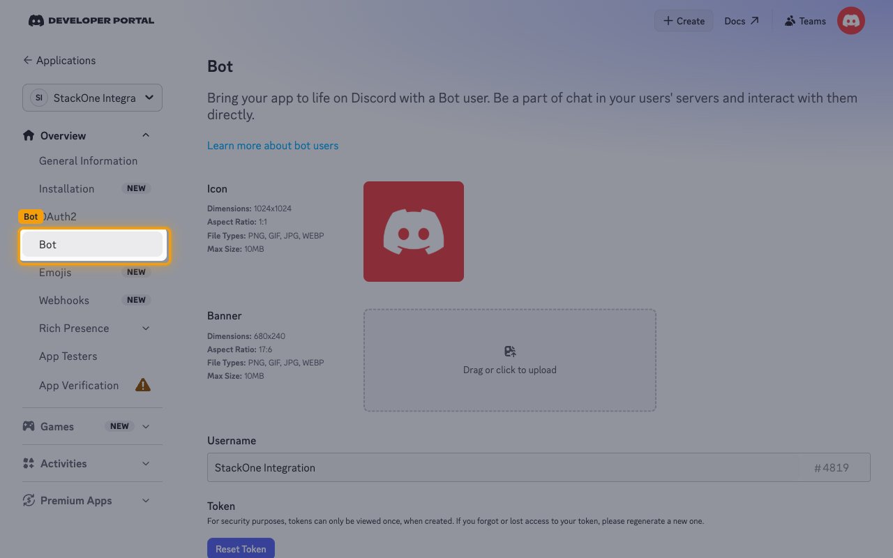 The Bot page with Bot highlighted in the sidebar