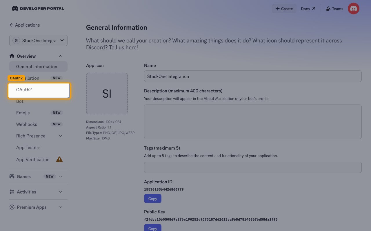 The General Information page with OAuth2 highlighted in the sidebar