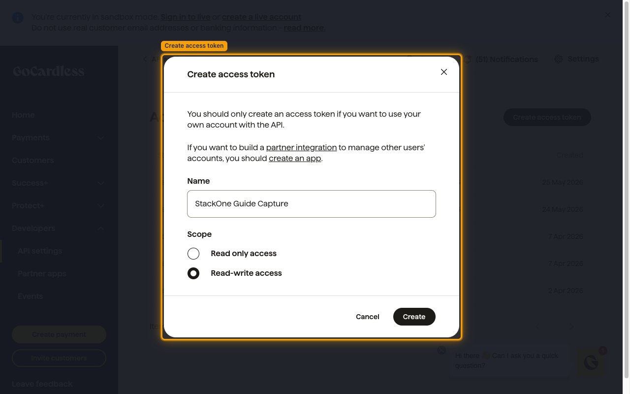 The Create access token dialog with the Name field and the Scope options Read only access and Read-write access