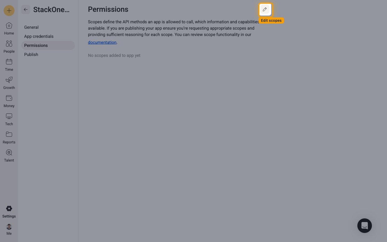 The app Permissions tab with the edit (pencil) icon highlighted