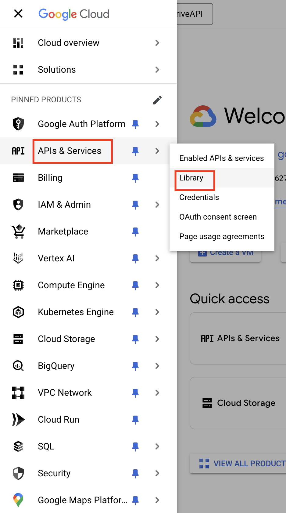 Navigate to the API Library