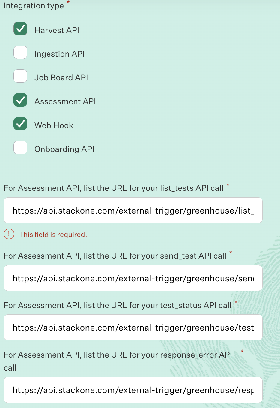 Greenhouse Assessment API Endpoint Form