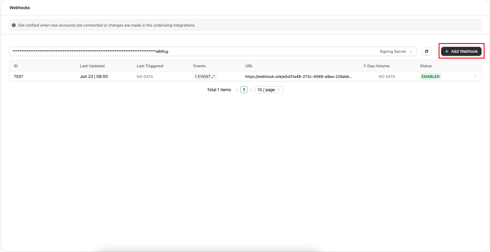 Add Webhook