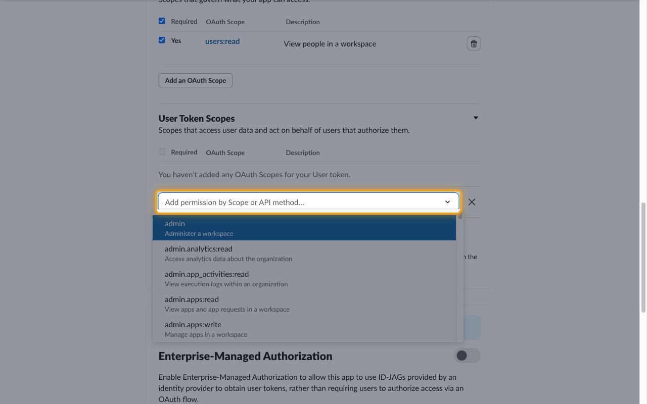 The User Token Scopes section with the Add an OAuth Scope picker highlighted