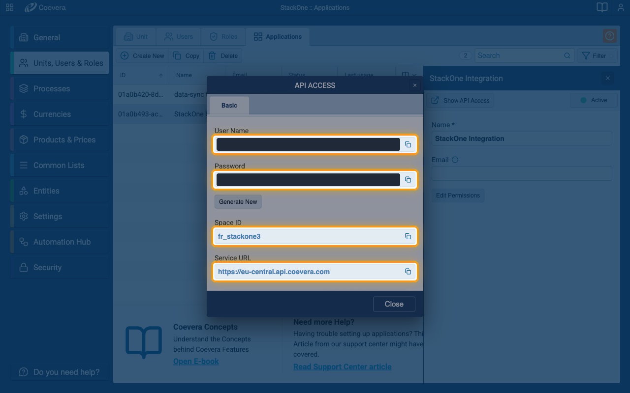 The API Access dialog with the User Name, Password, Space ID, and Service URL fields highlighted and the credentials redacted