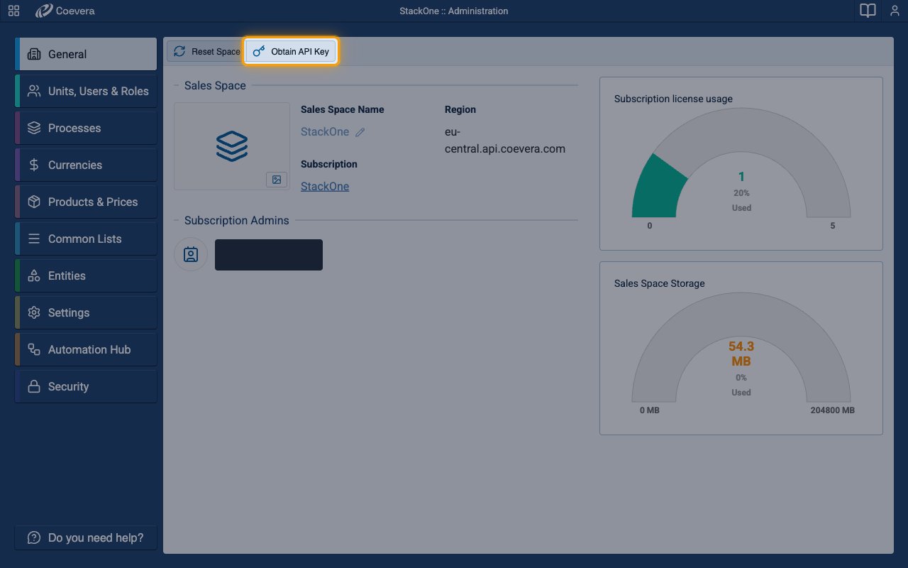 The Administration General tab with the Obtain API Key button highlighted