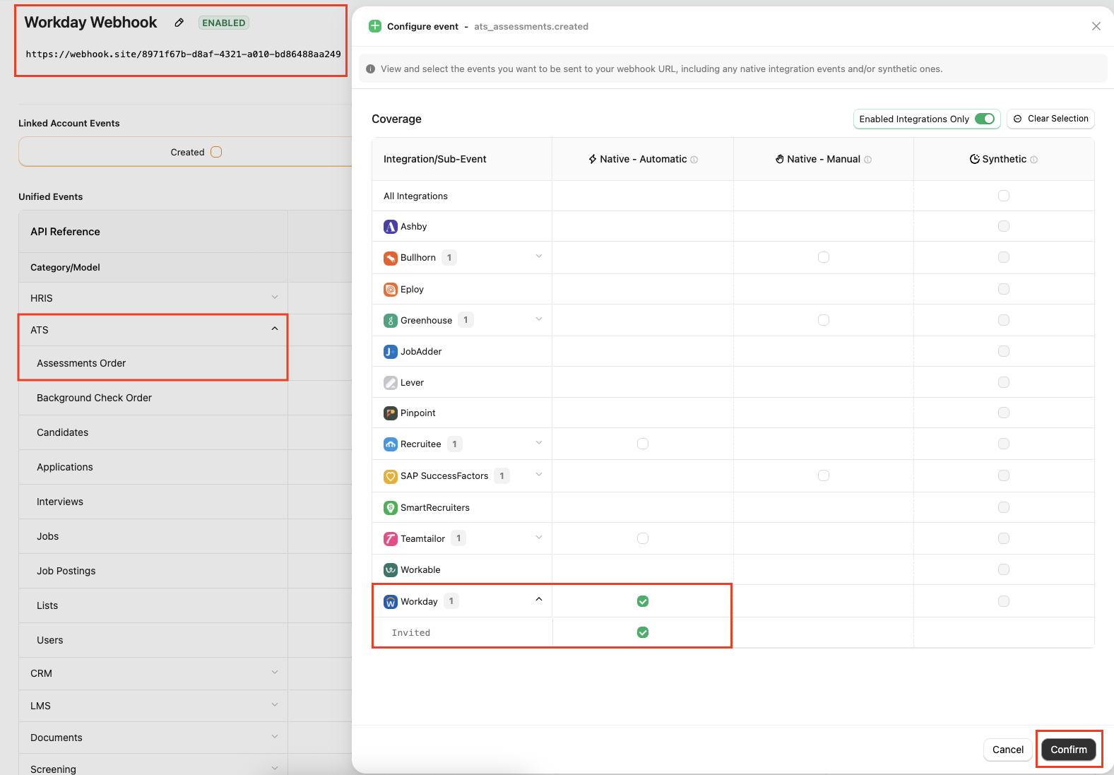 Select Webhook Event