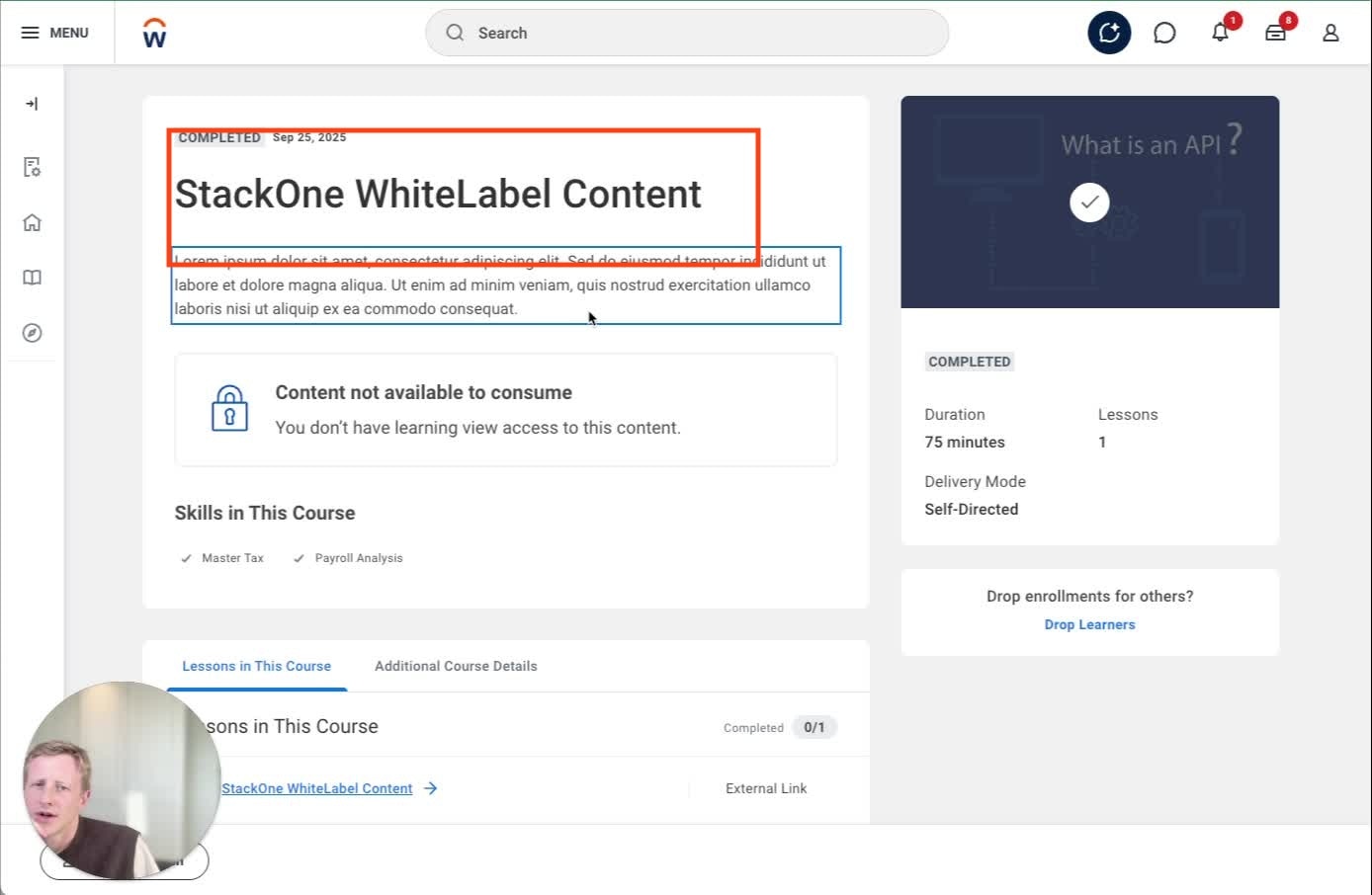 Title and description in Workday