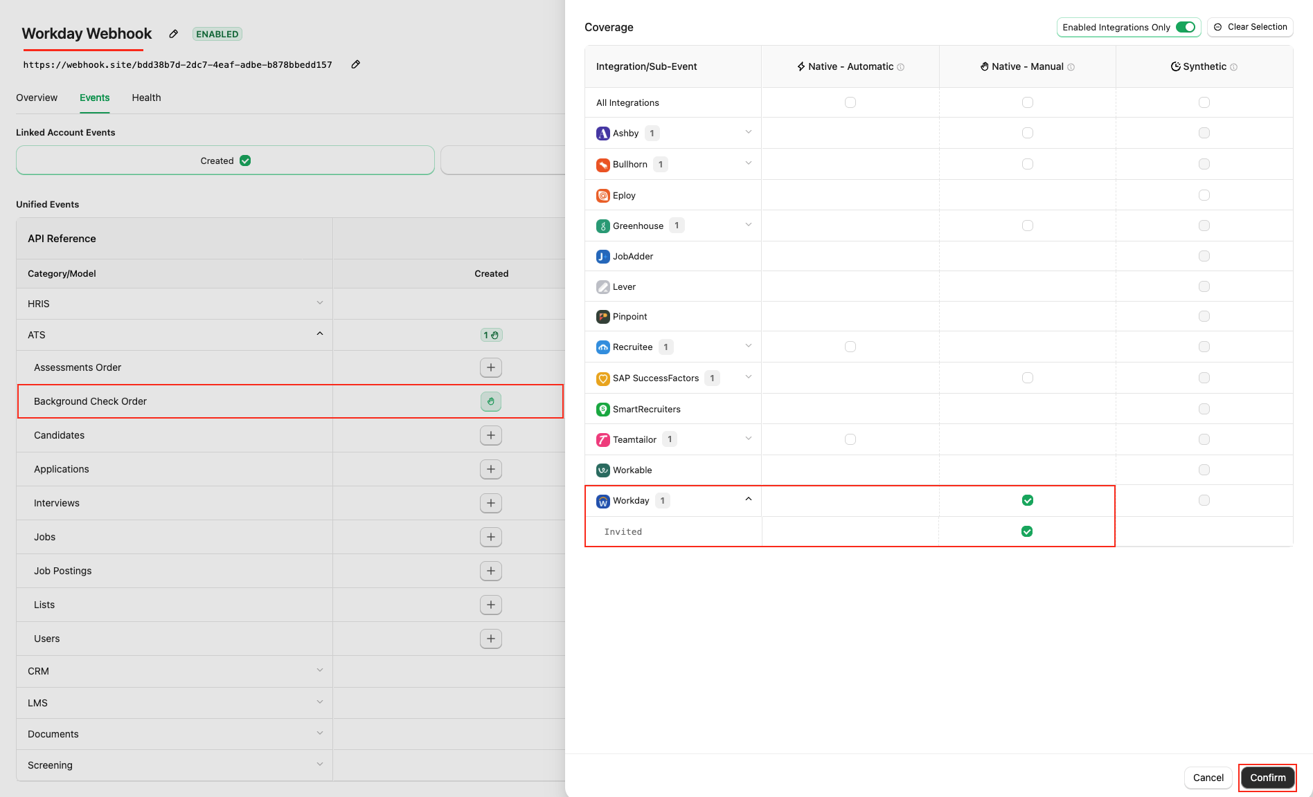 Select Webhook Event