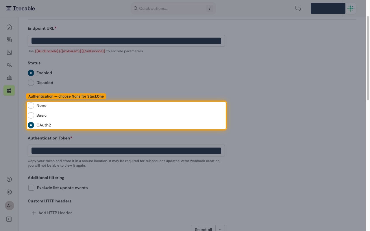 The webhook Status and Authentication options with Authentication highlighted