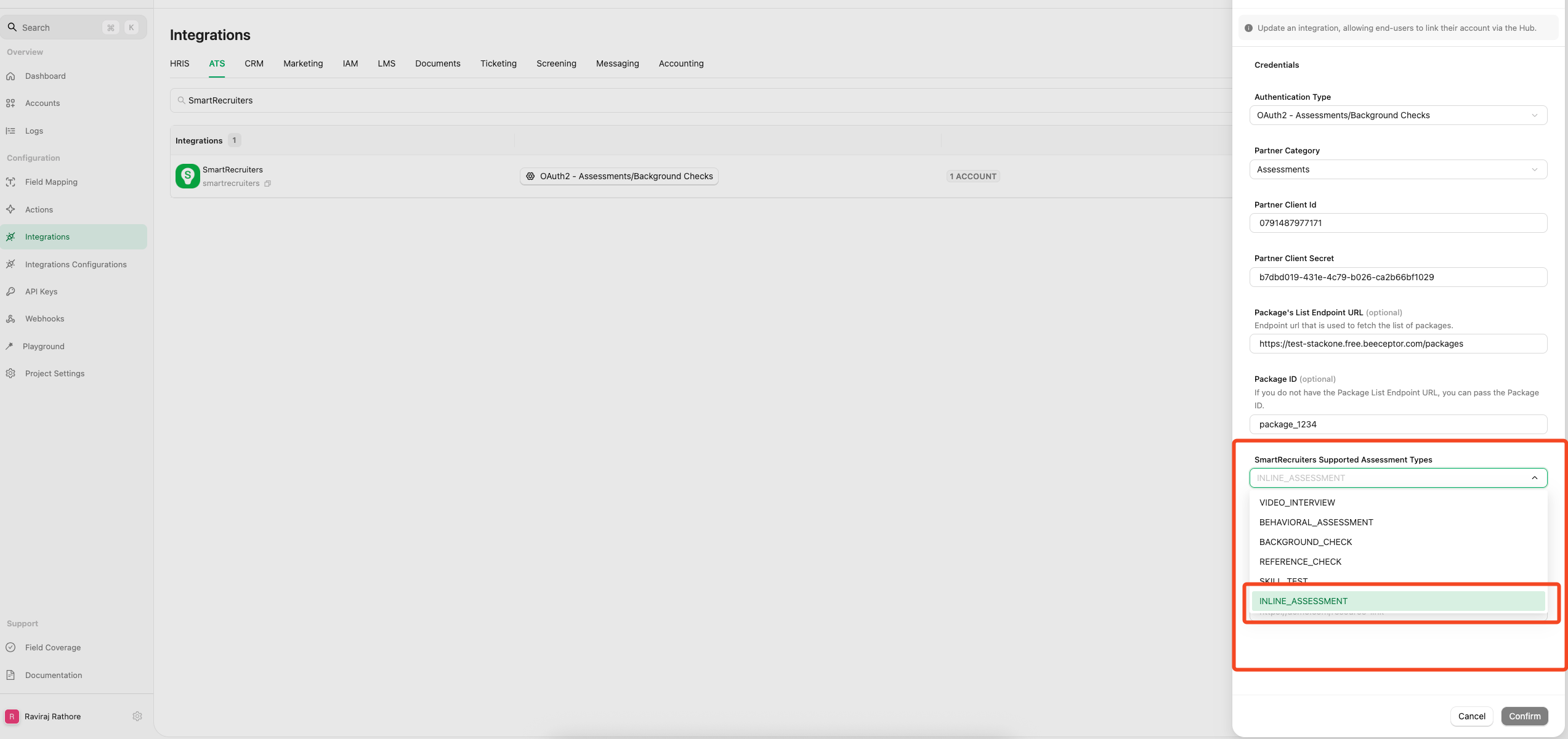 Inline Assessment Configuration