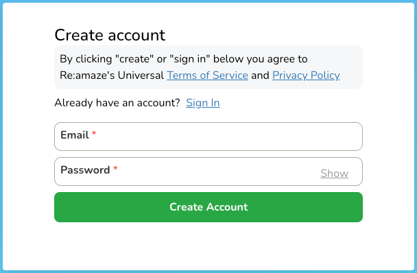 Create Account Page