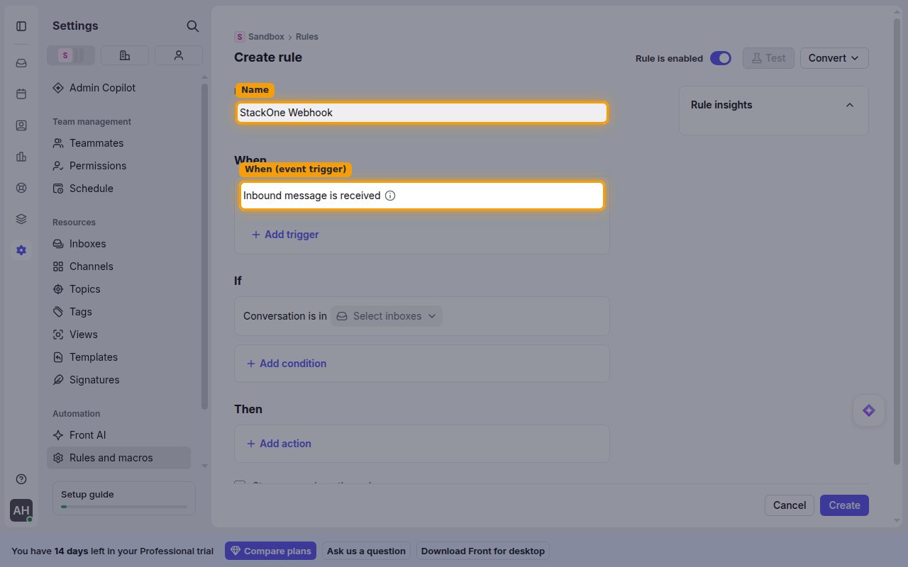 The Create rule builder showing the Name field and the When trigger