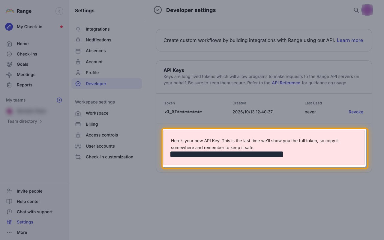 Confirmation message showing the new API key, with the token value redacted