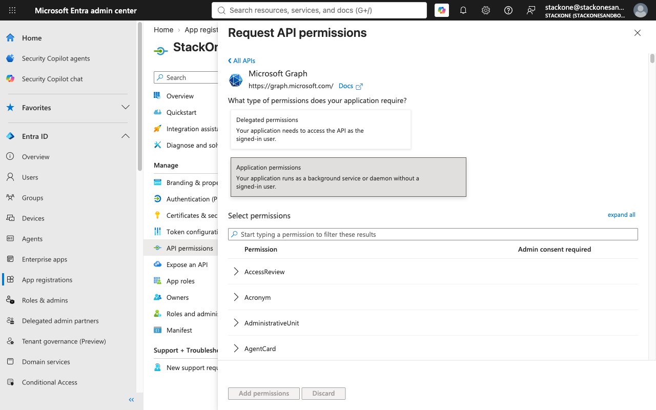 Application permissions selection panel showing Select permissions search box with expandable DeviceManagement permission categories.