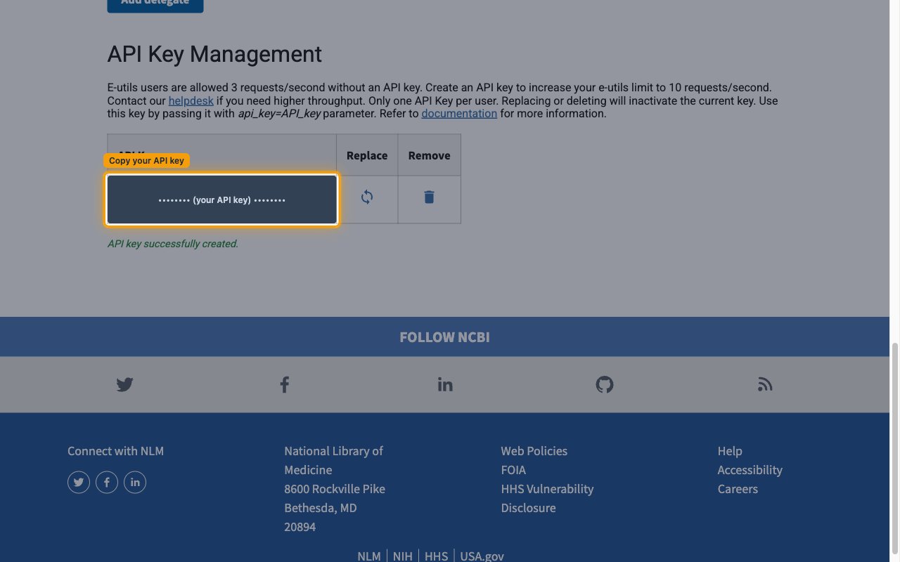 API Key Management section after key creation, with the generated key redacted and the Copy your API key location highlighted