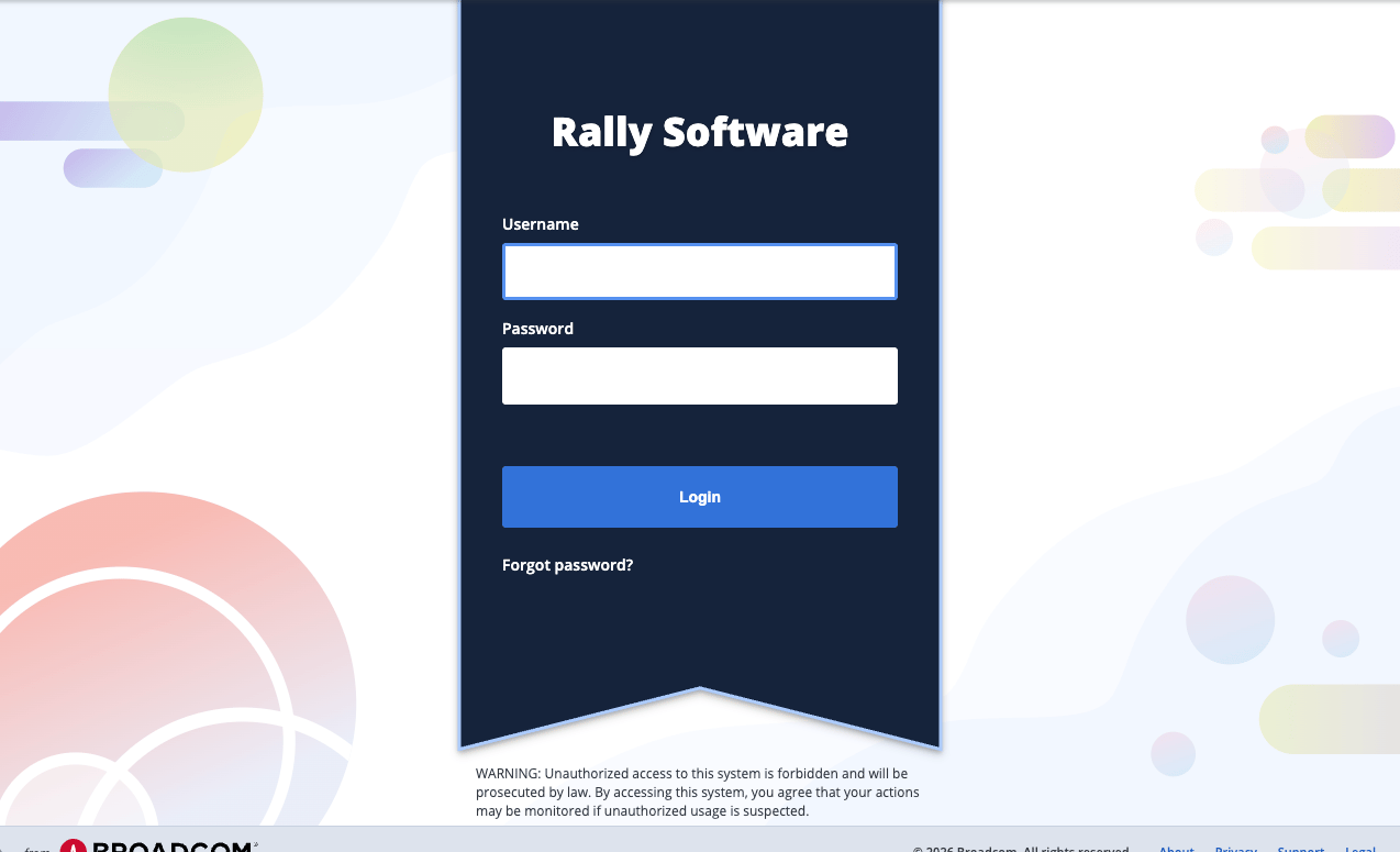 Rally login page