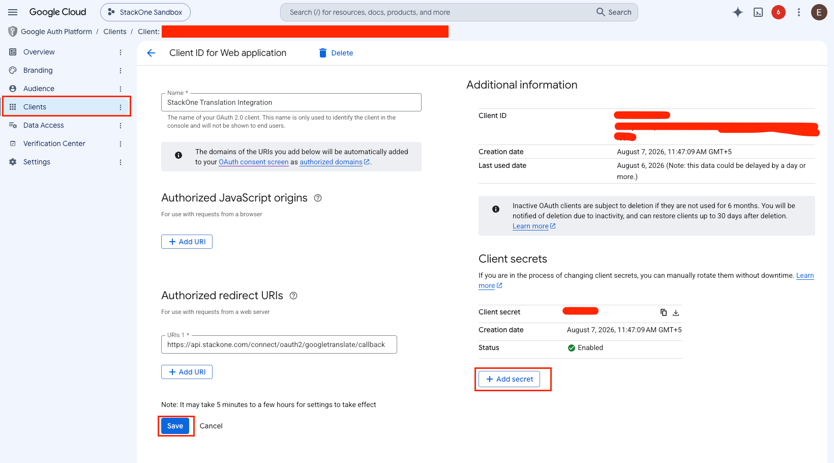 Use an existing OAuth client