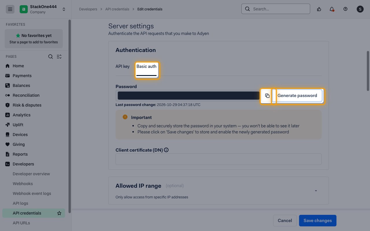 The Basic auth tab under Server settings with the copy icon and Generate password button highlighted and the password hidden