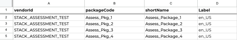 Import/Export Assessment Vendor Packages